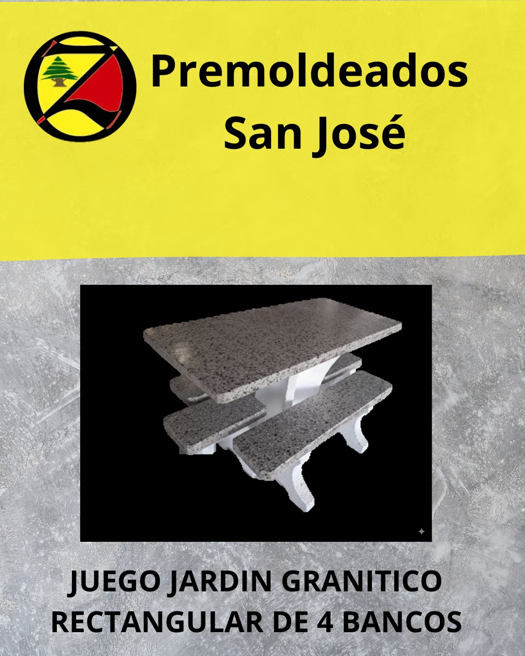 Juego de jardín granítico rectangular