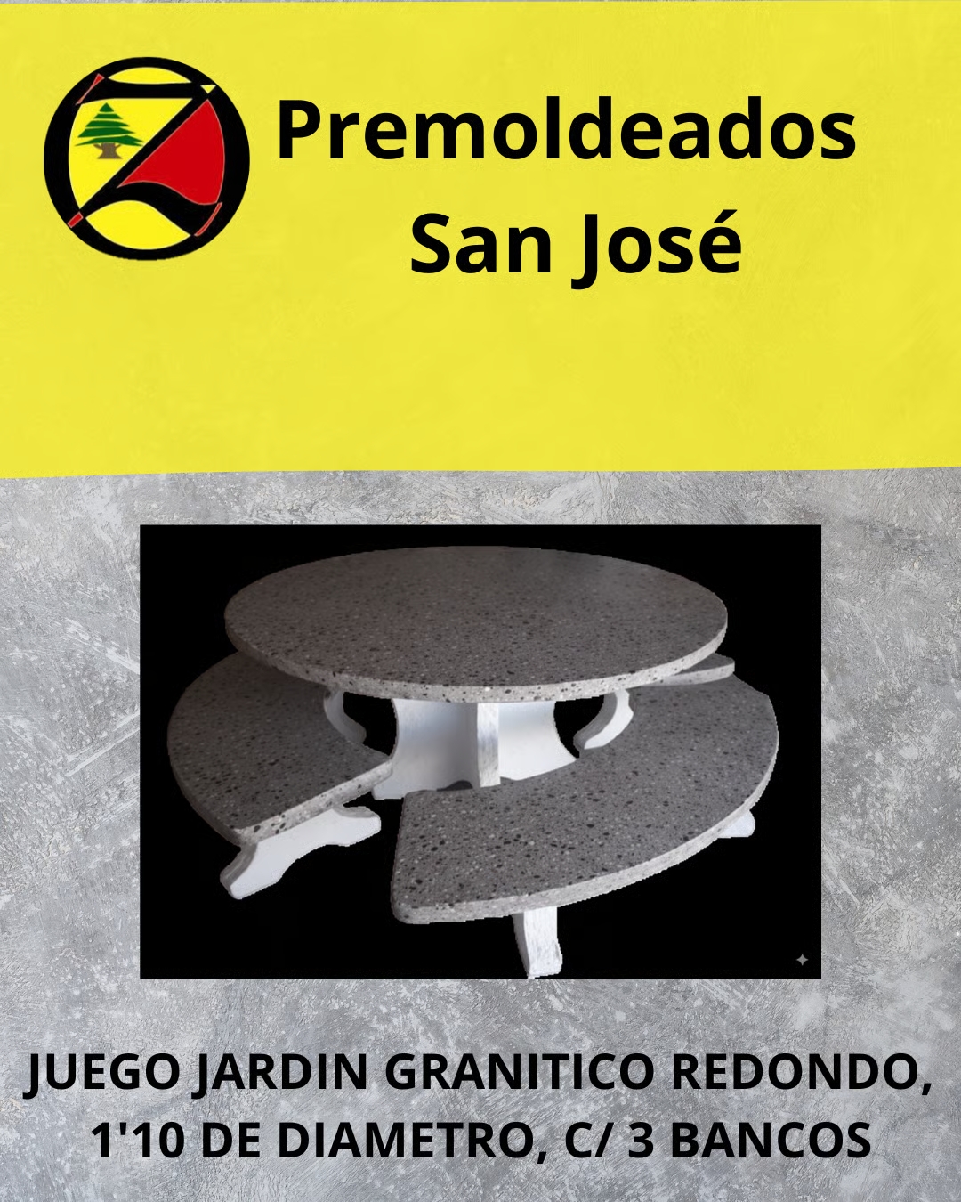 Juego de jardín granítico redondo