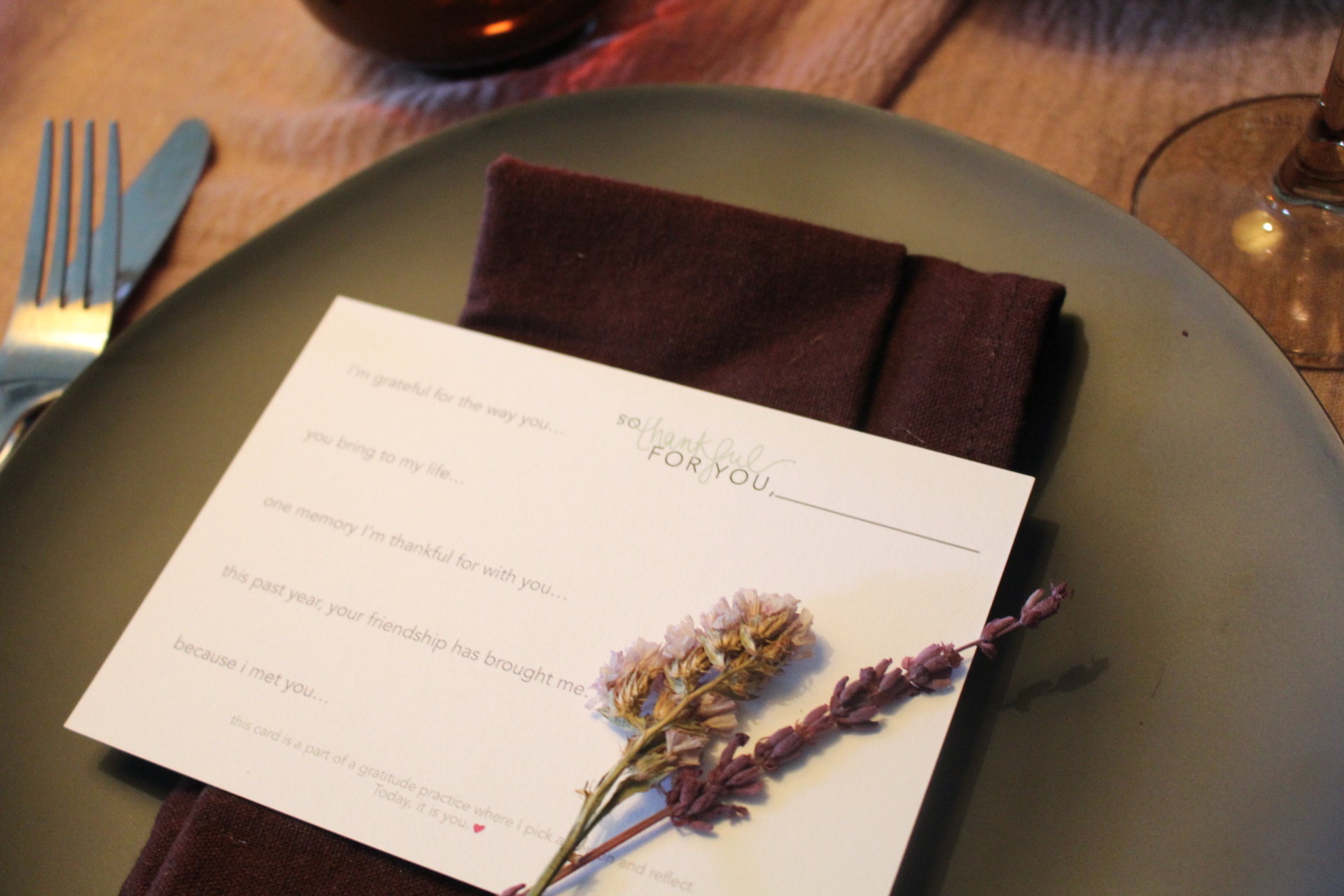 Gratitude Table cards