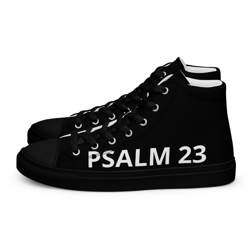 PSALMS 23 Women’s high top canvas sneakers/w.Title on all sides{BLACK}
