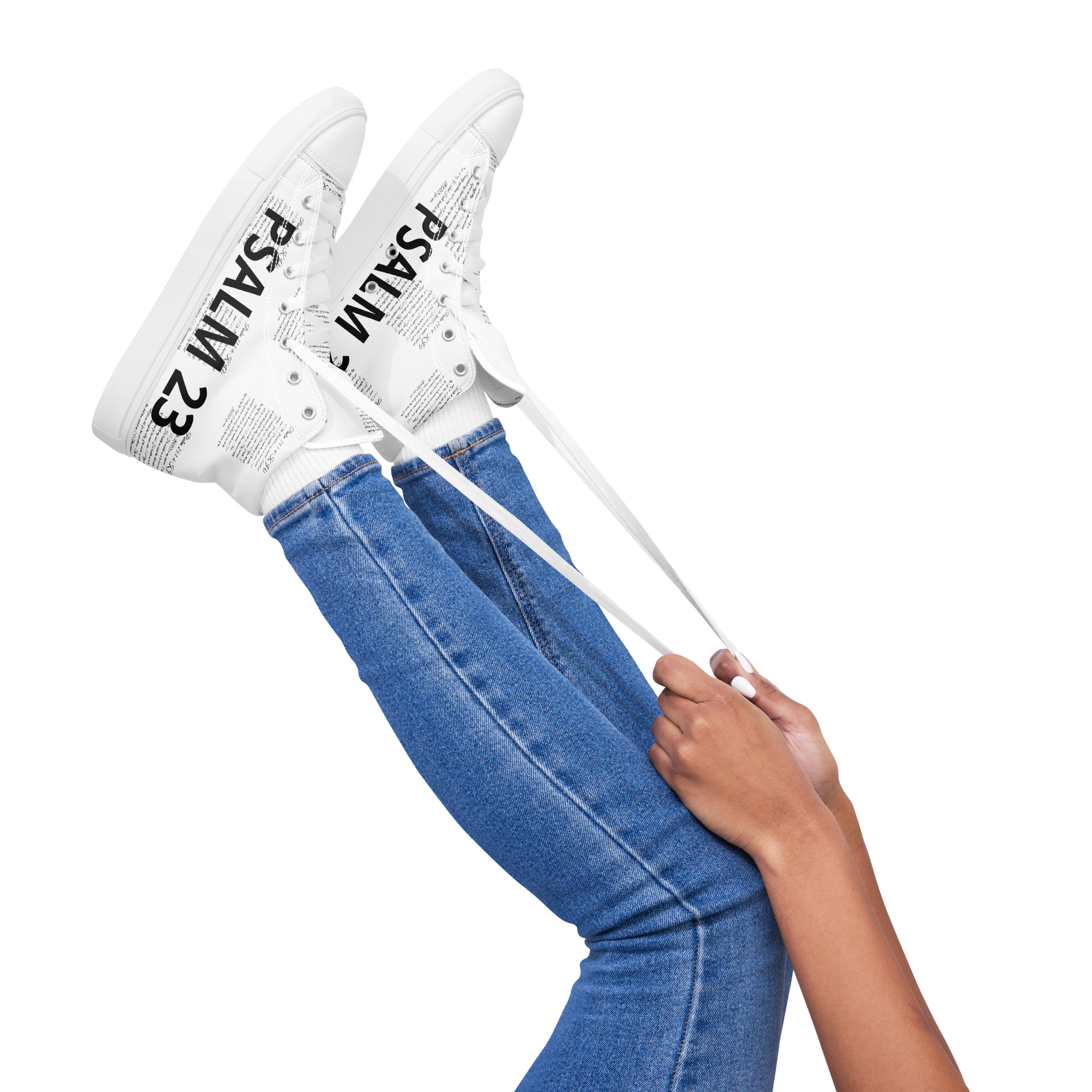 PSALMS 23 Women’s high top canvas sneakers/w.Title on all sides