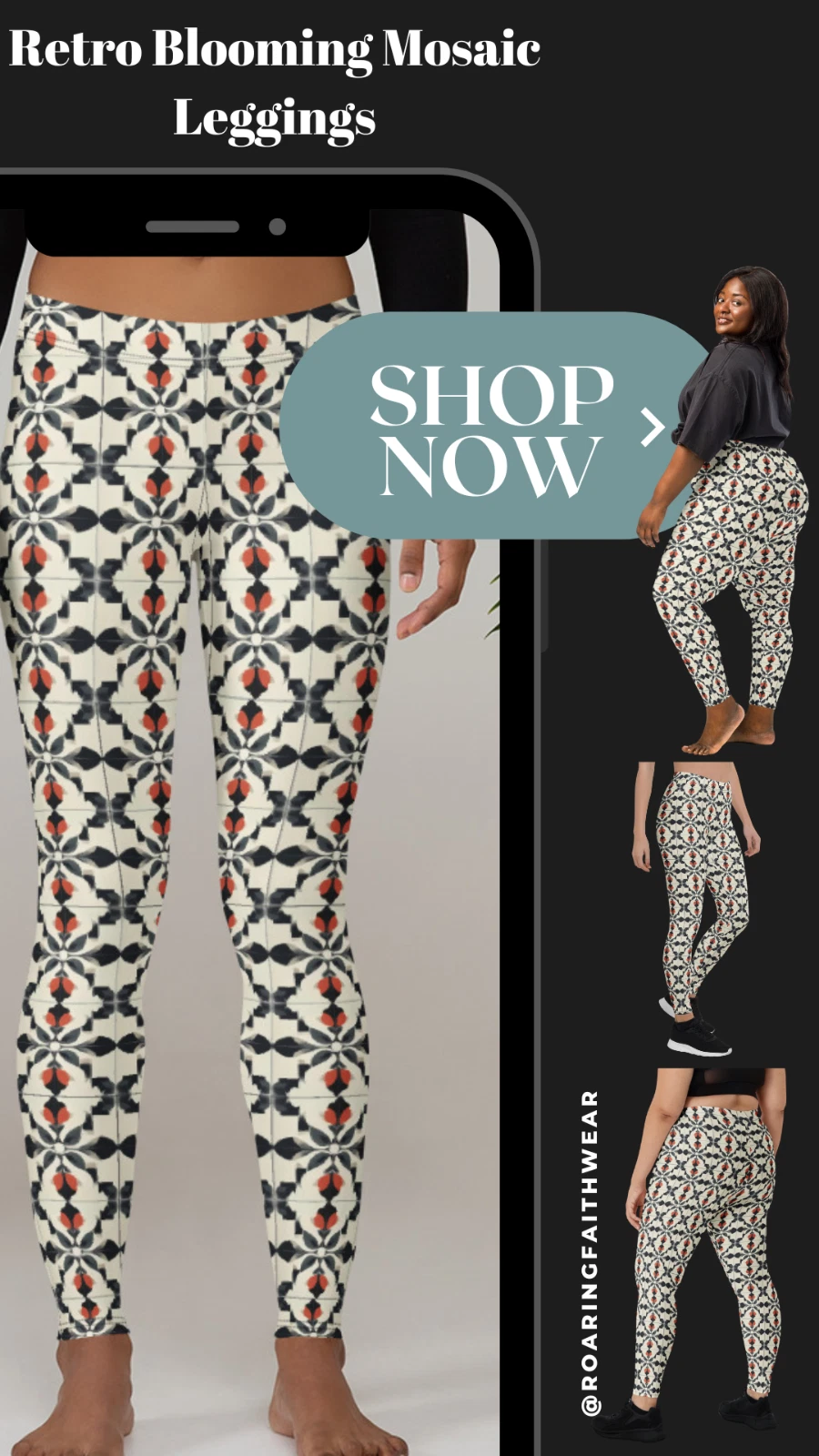 Retro Bloom Mosaic Designer Women's Leggings – High Waist & Stretchy