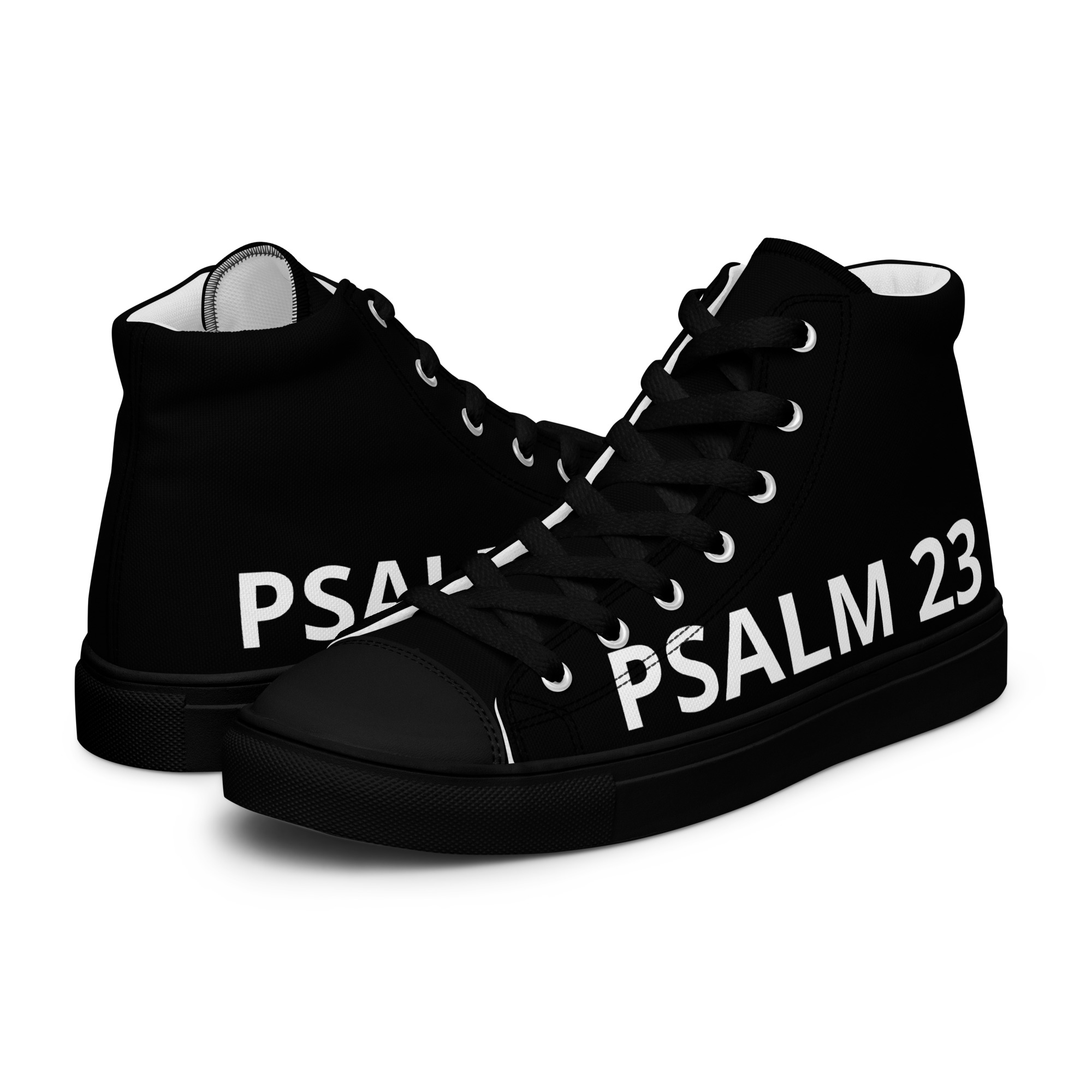 PSALMS 23 Women’s high top canvas sneakers/w.Title on all sides{BLACK}
