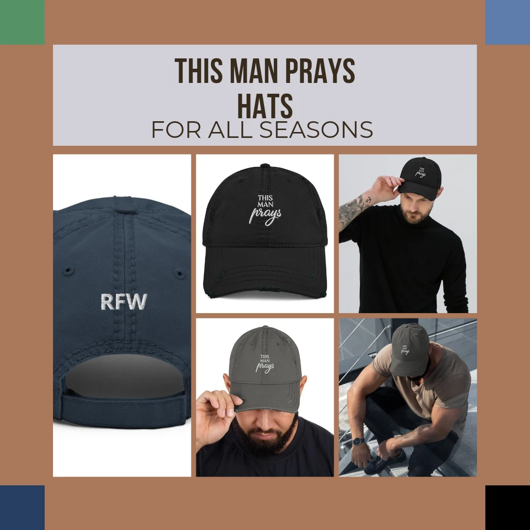 This Man Prays Distressed Dad Hat – Stylish Christian Faith Cap by RFW