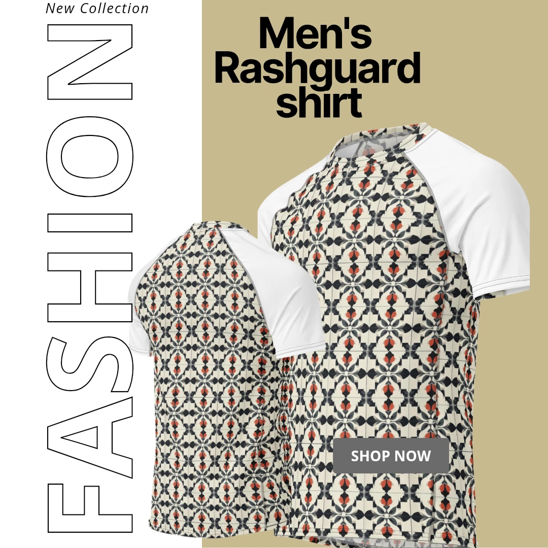 Men's Retro Blooming Mosaic Rash Guard – All-Over Print Swim Shirt by RFW