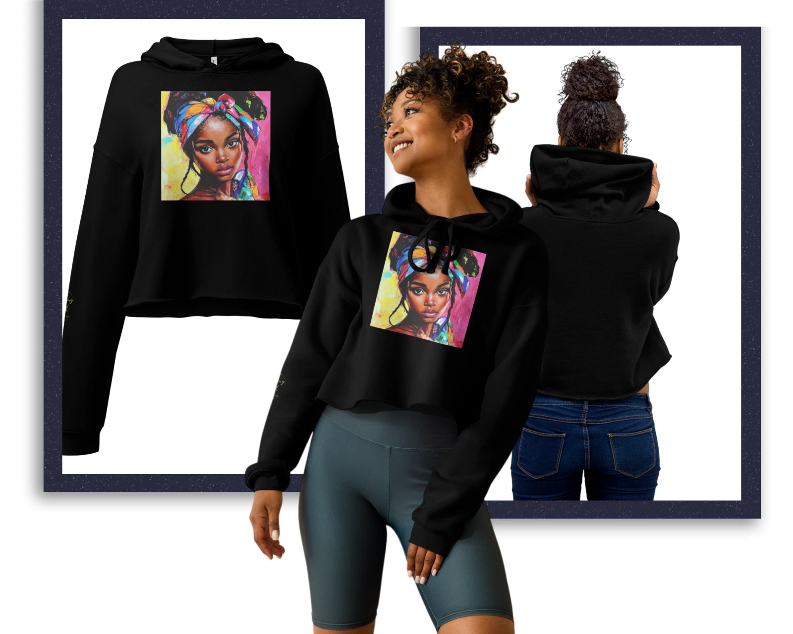 Stylish Women’s Handmade Hoodie – “Aurora” Design Crop Top by RFW