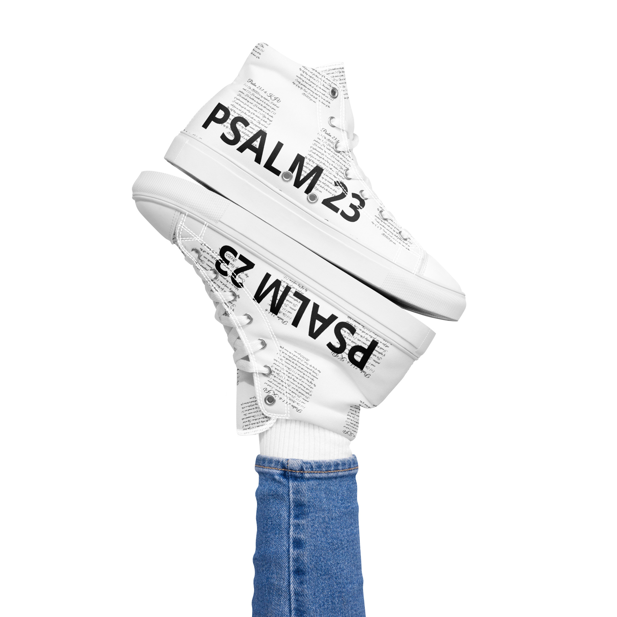 PSALMS 23 Women’s high top canvas sneakers/w.Title on all sides