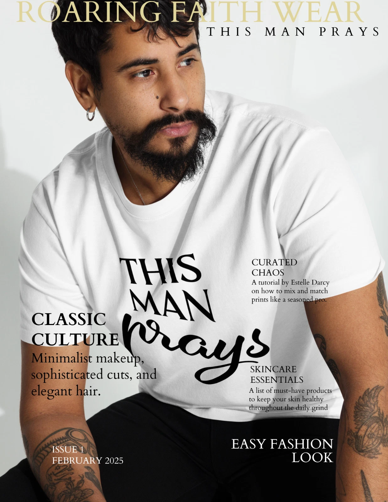 Men's Premium Heavyweight 'This Man Prays' T-Shirt by Roaring Faith Wear