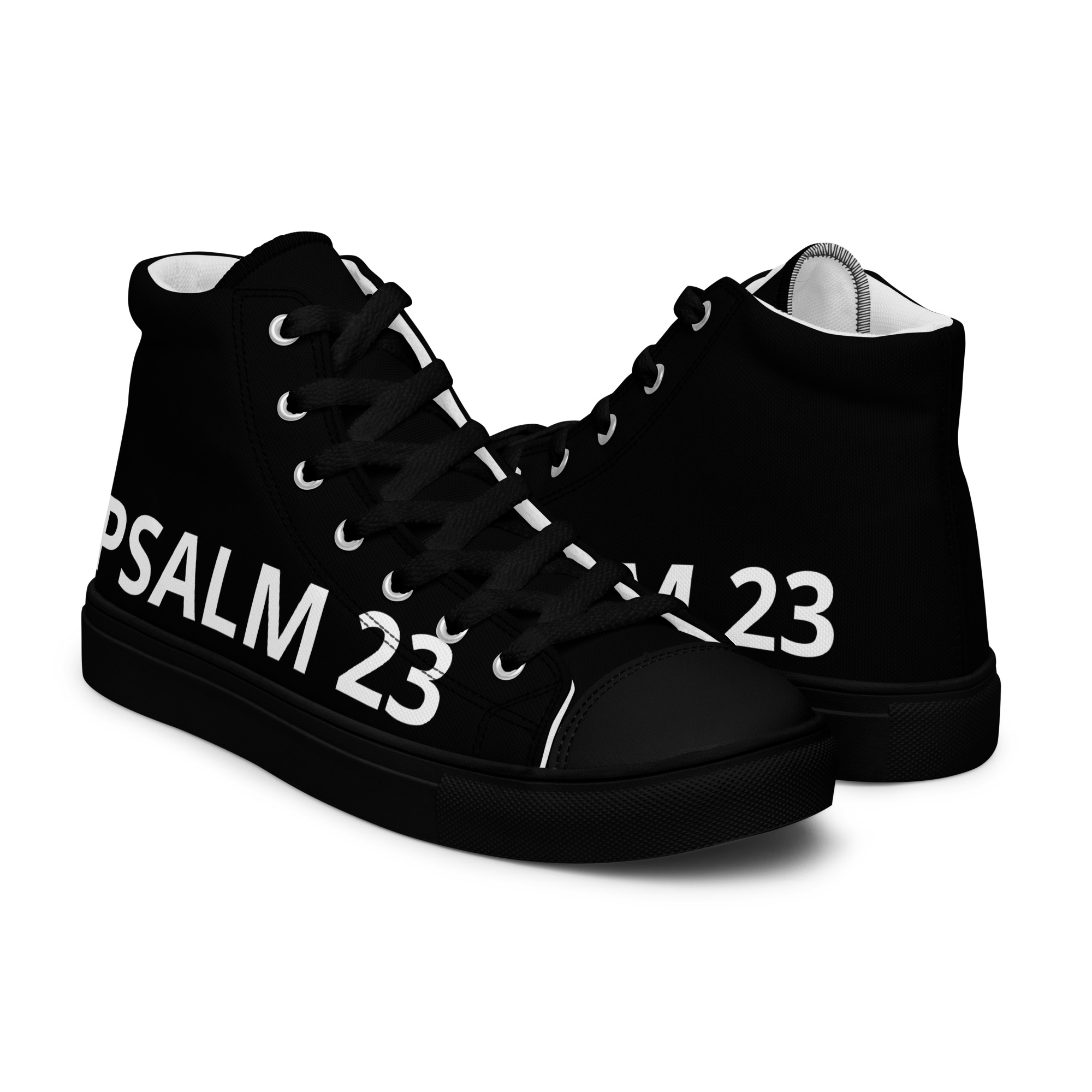 PSALMS 23 Women’s high top canvas sneakers/w.Title on all sides{BLACK}