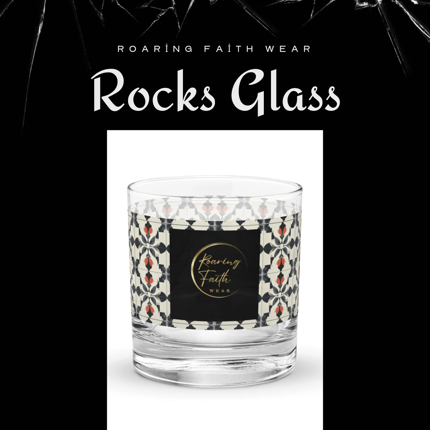 Retro Blooming Mosaic Rocks Glass – Vintage-Inspired Decorative Drinkware
