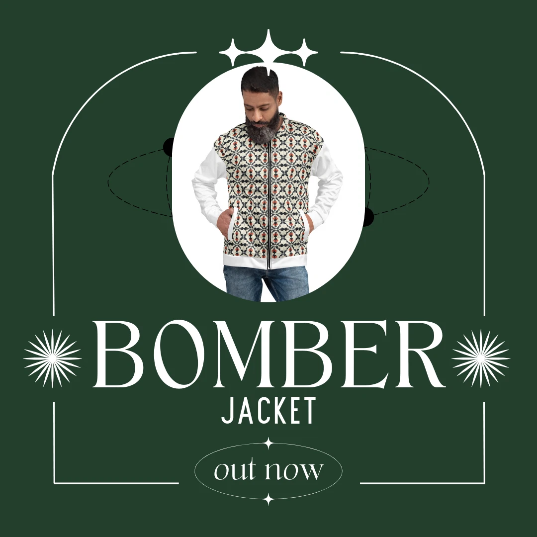 Unisex Retro Mosaic Bomber Jacket –Stylish Lightweight Streetwear RFW