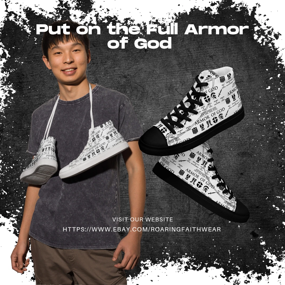 Put on the Full Whole Armor of God -Men’s high top canvas shoes - Slick Unique