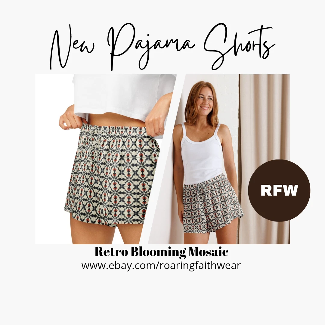 Retro Blooming Mosaic Women's Pajama Shorts – Comfy Sleepwear Bottoms by RFW
