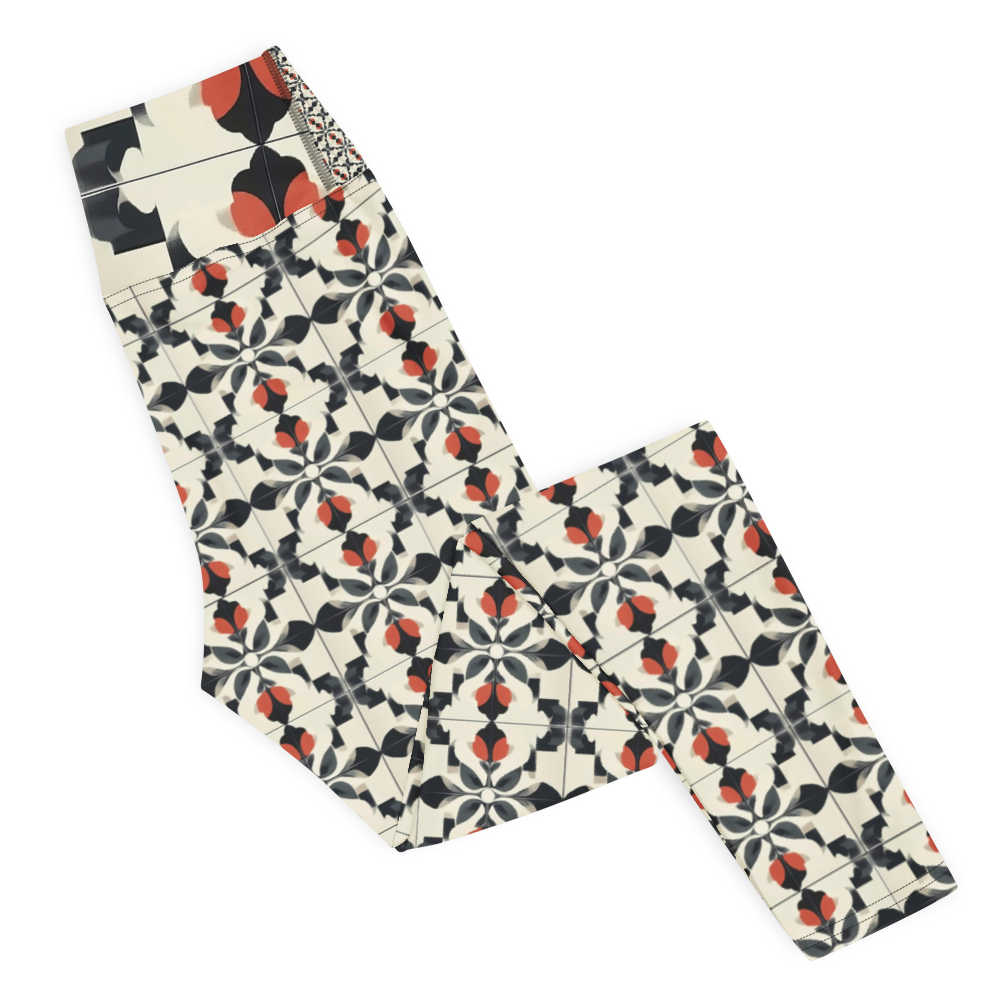 Women's Retro Blooming Mosaic Leggings – Stylish Workout & Lounge Pants by RFW