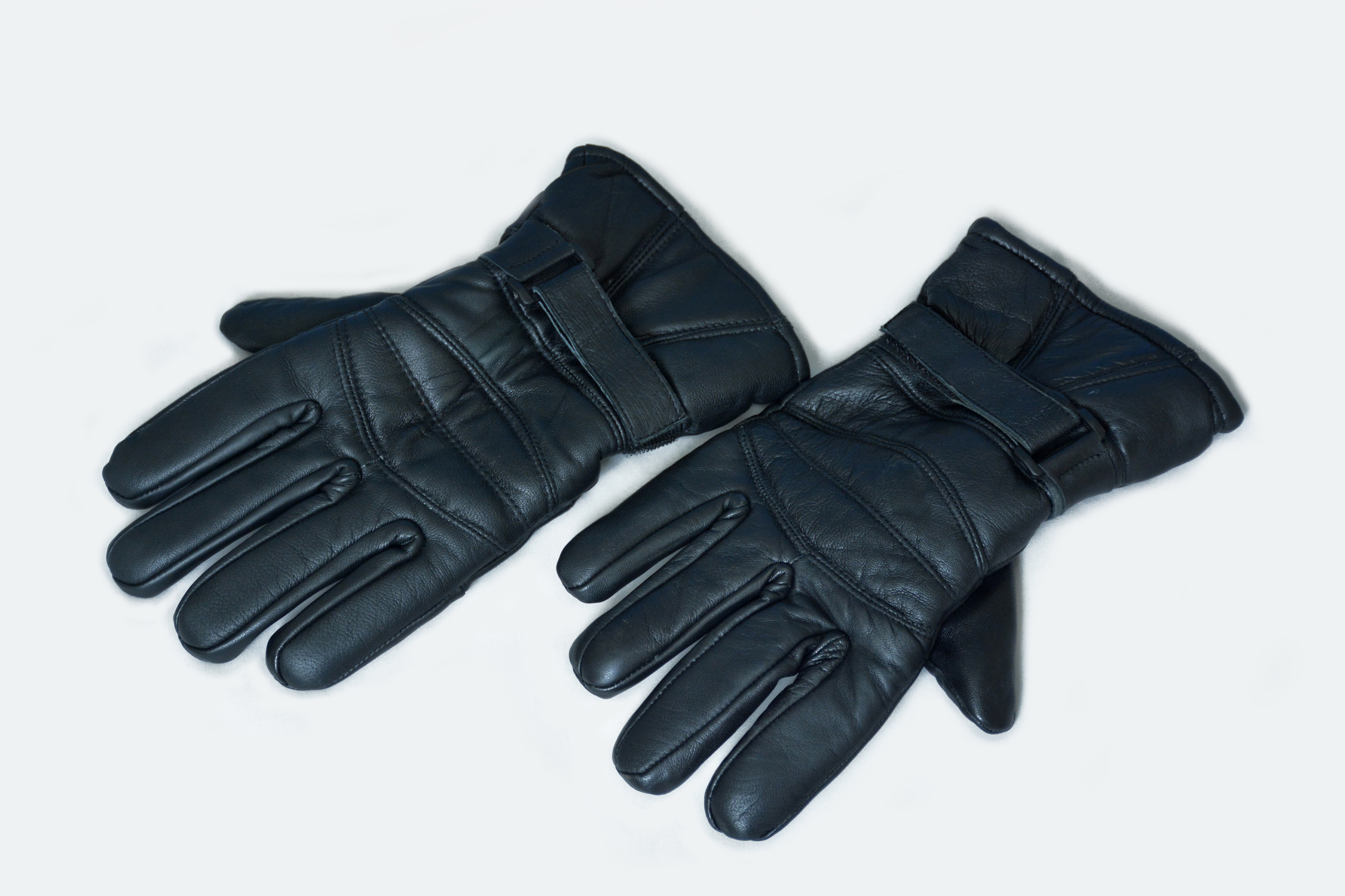 Black Leather Winter Gloves
