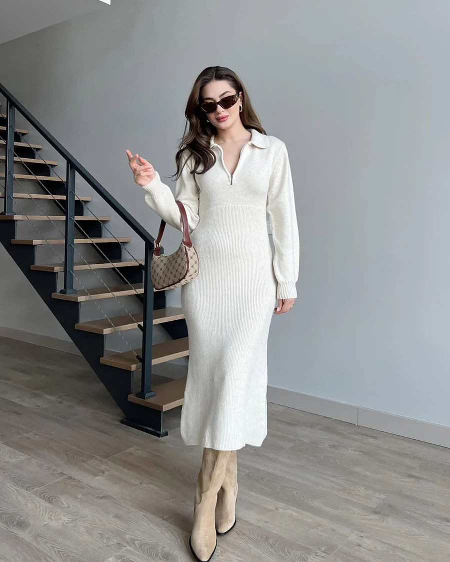 Black Knit Midi Dress