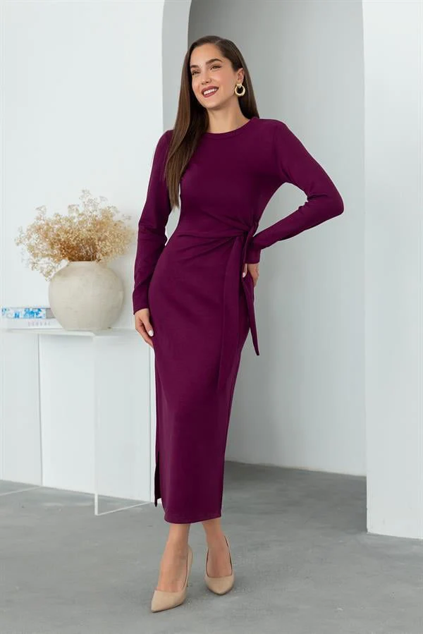 Purple Long Sleeve Knit Dress