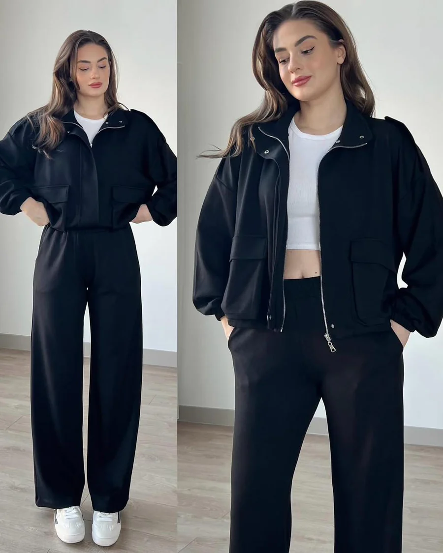 Navy Blue Two-Piece Set