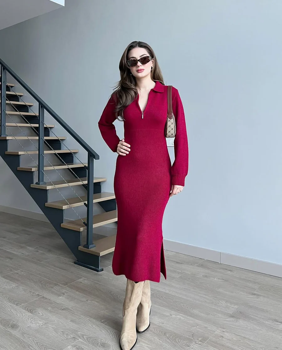 Black Knit Midi Dress