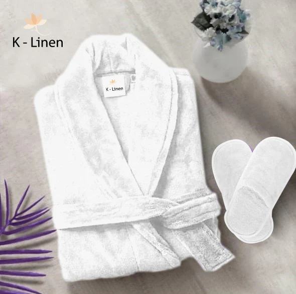 Green bathrobe and slippers set