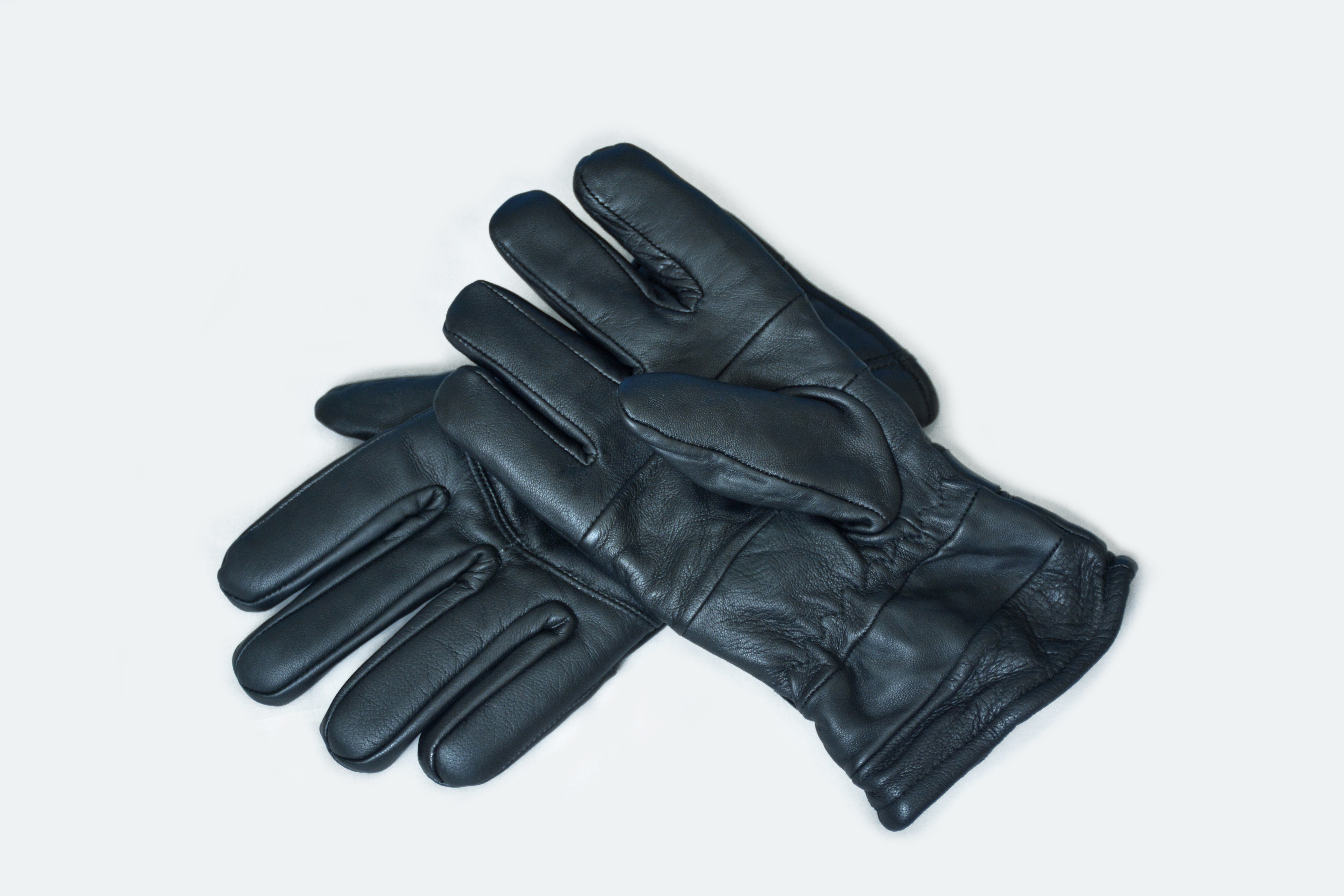 Black Leather Winter Gloves