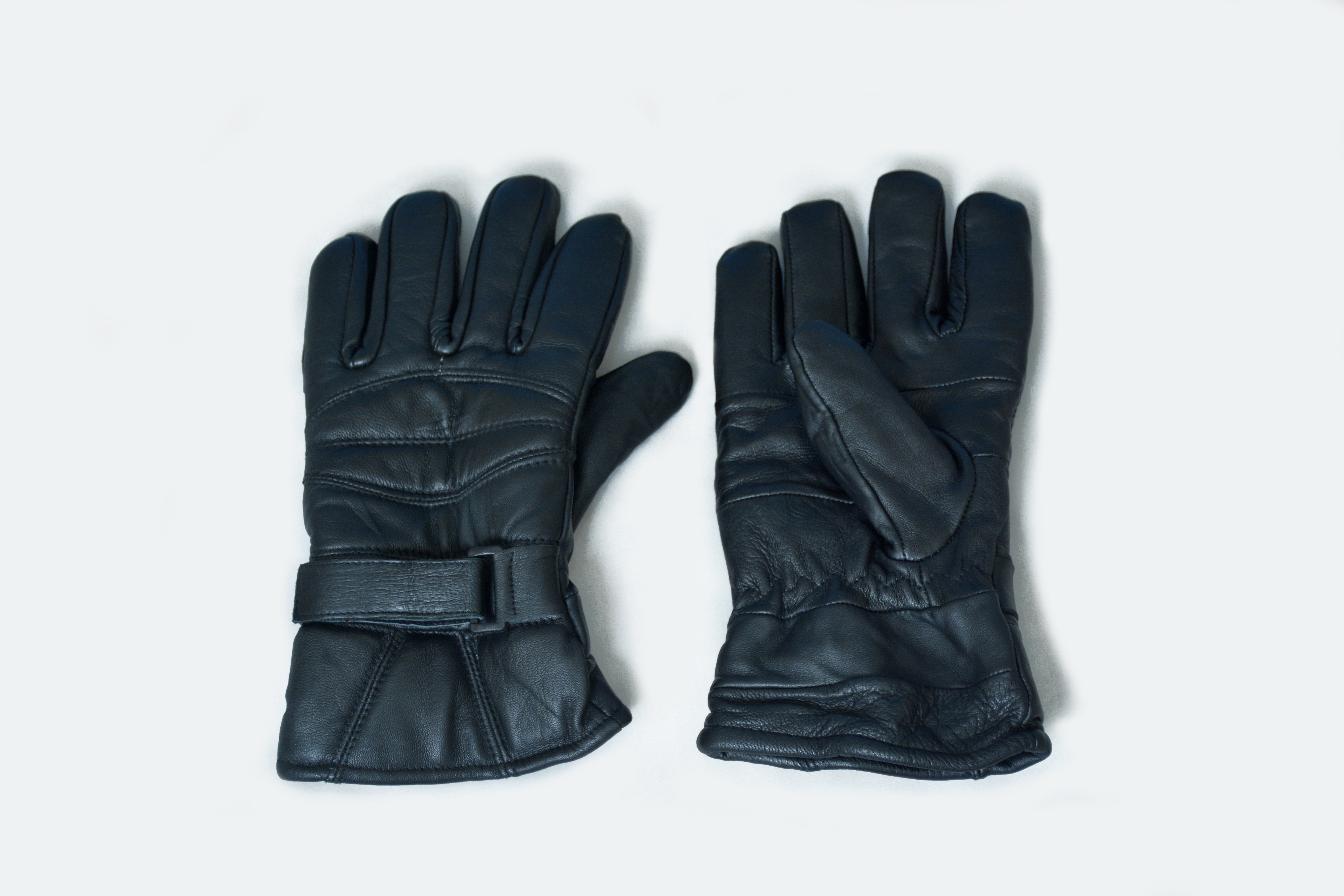 Black Leather Winter Gloves