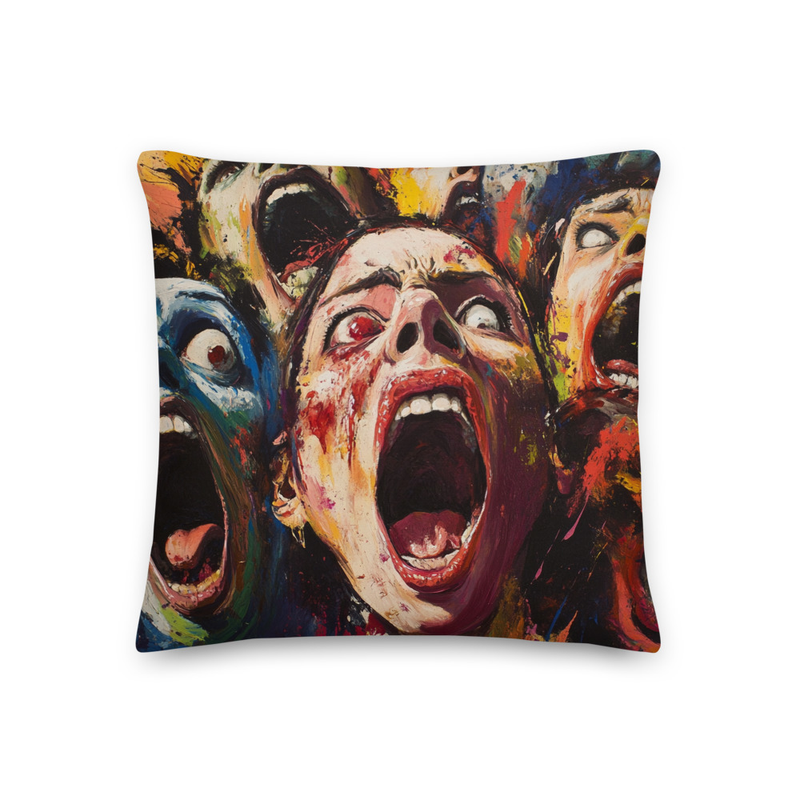 Creepy Screaming Faces Pillow