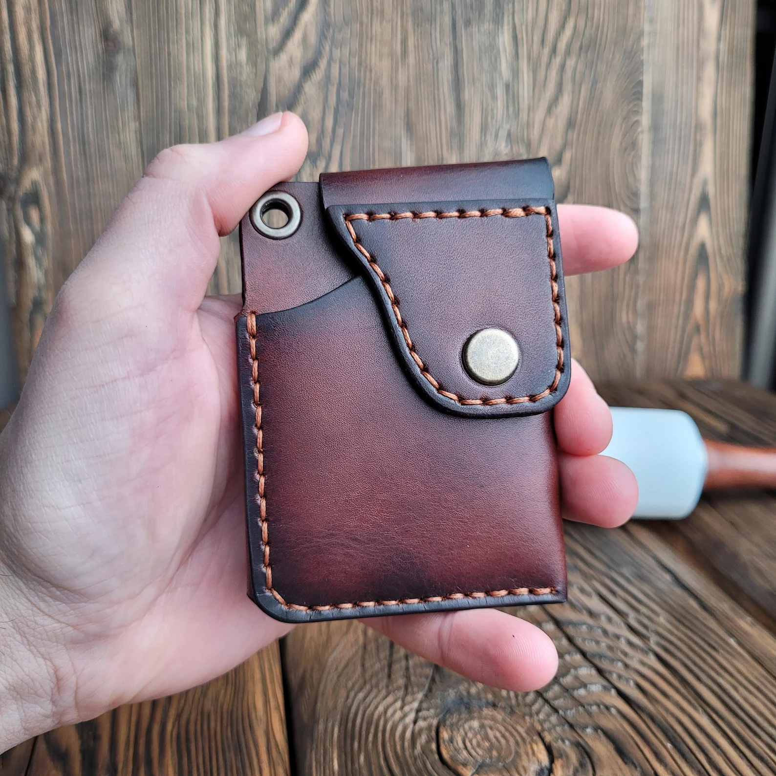 Lucky Toronto Minimalist Credit Card Holder, Handmade Genuine leather cardholder