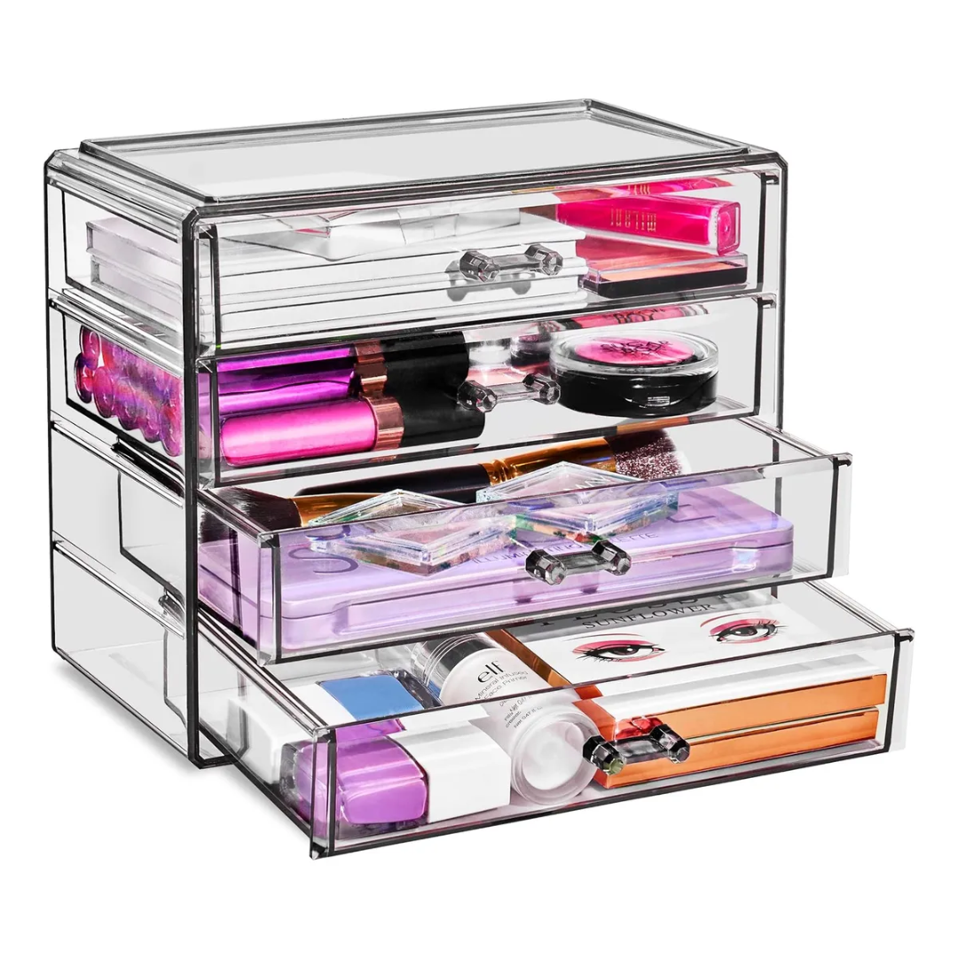 Organizador de maquillaje acrilico horizontal de 4 niveles
