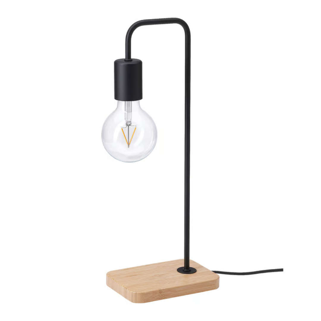 Lámpara decorativa de mesa con base de bambu