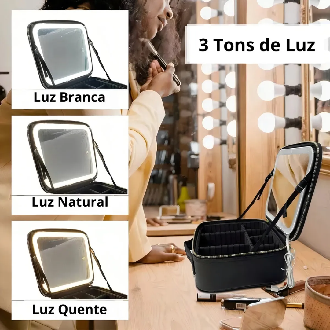 Maletin organizador de maquillaje + espejo