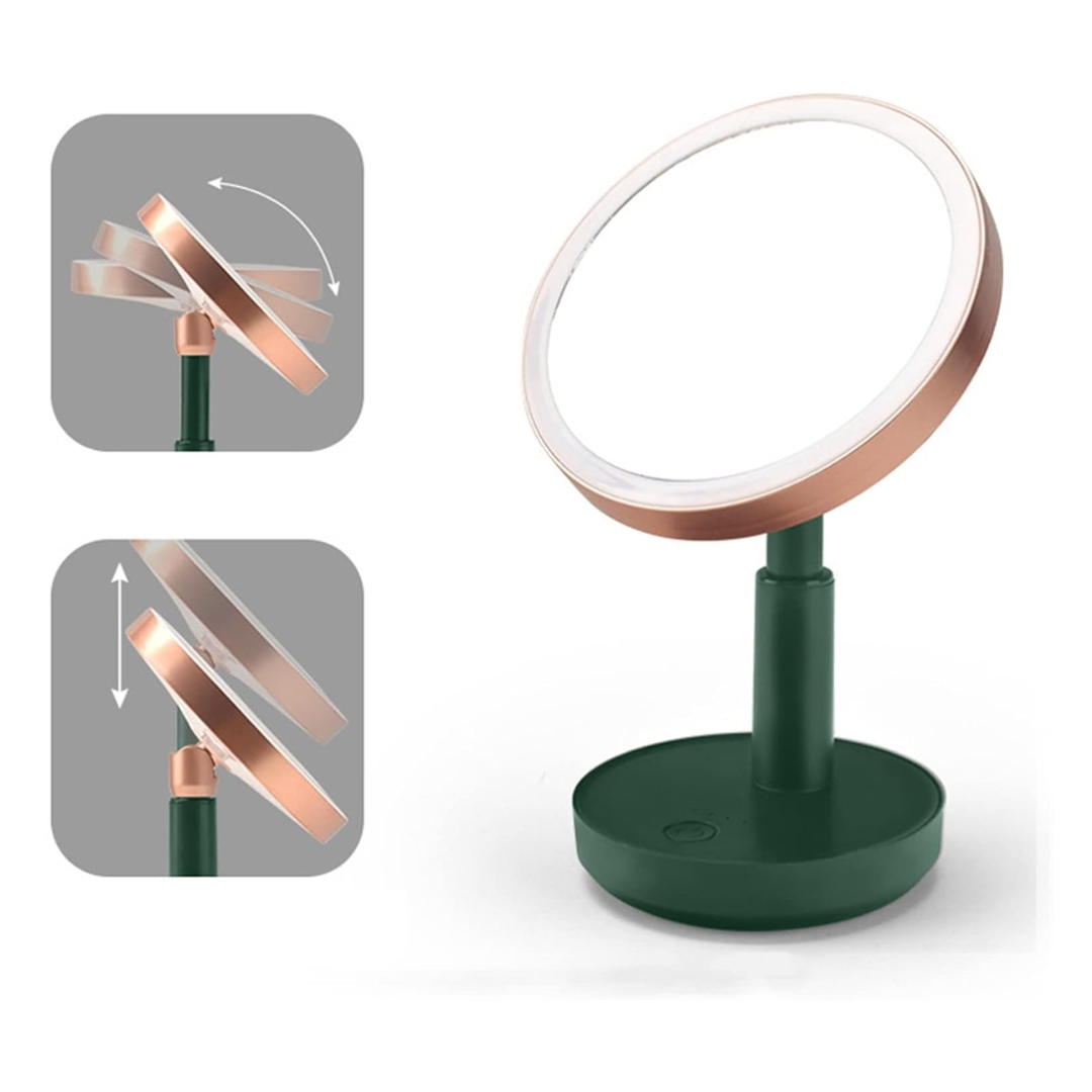 Espejo de mesa con luz recargable para maquillaje