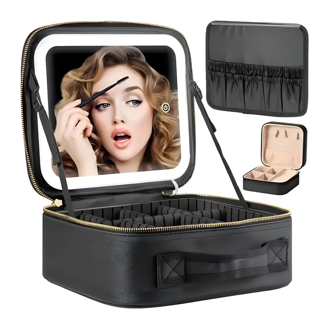 Maletin organizador de maquillaje + espejo