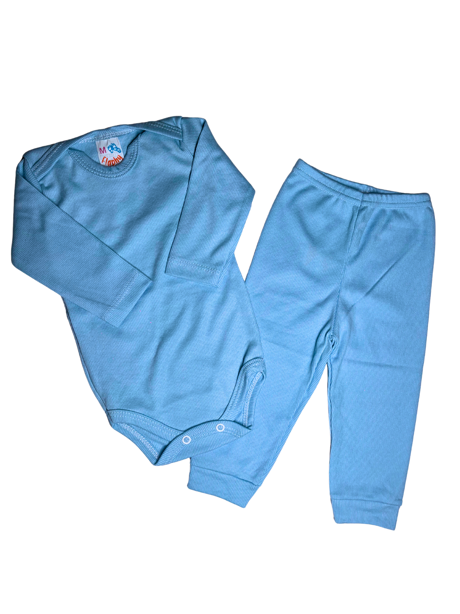 Conjunto Mijão Canelado Azul