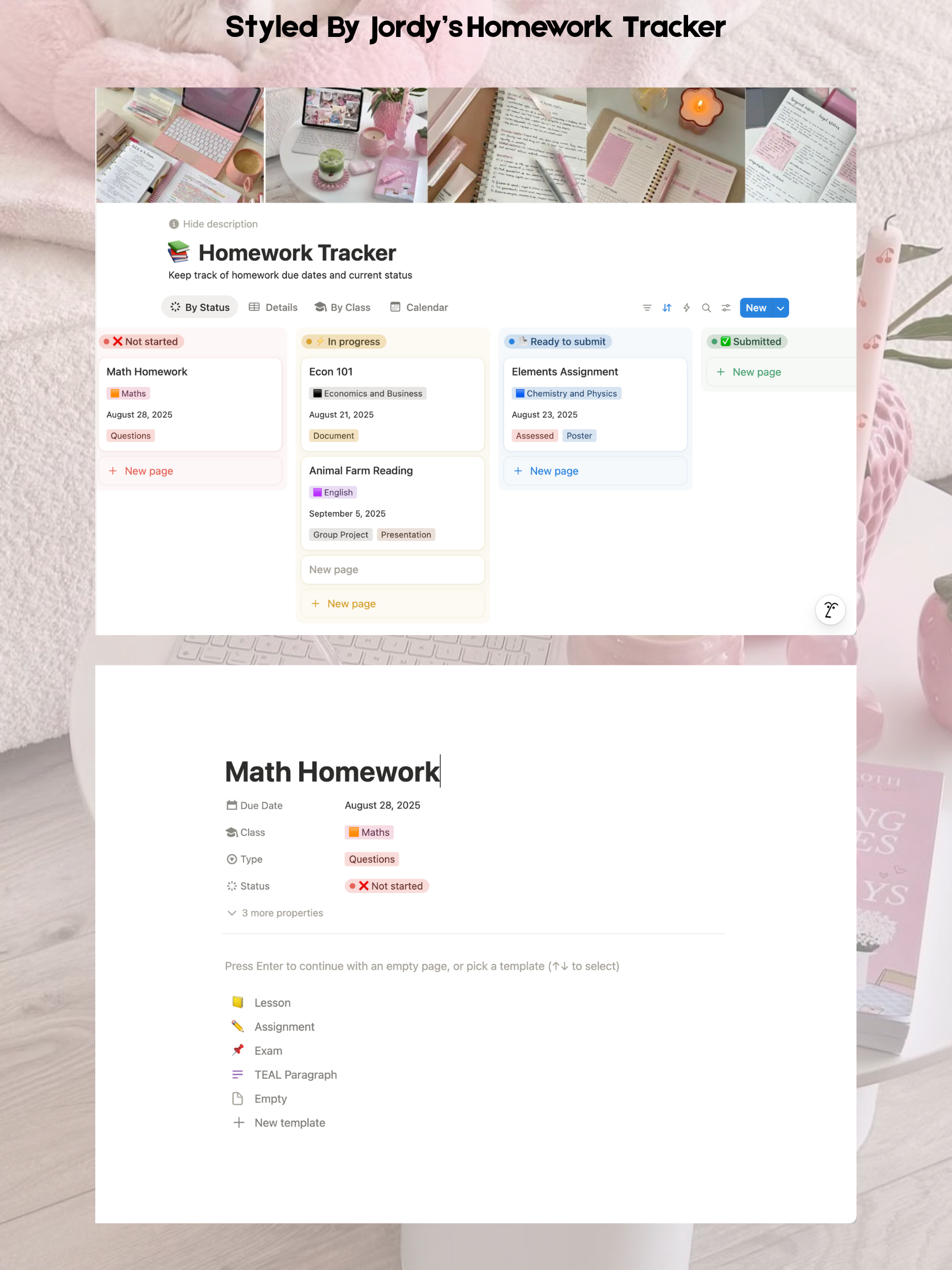 Styled By Jordy's HomeWork Tracker!