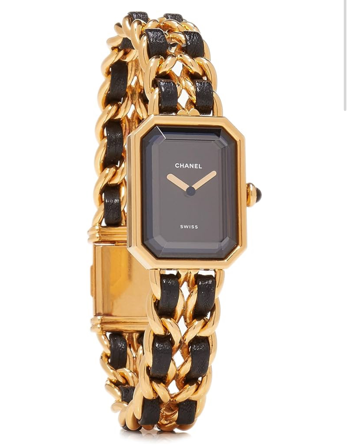 Chanel, Pre-Loved Black & Gold Premiere Watch Large, Black