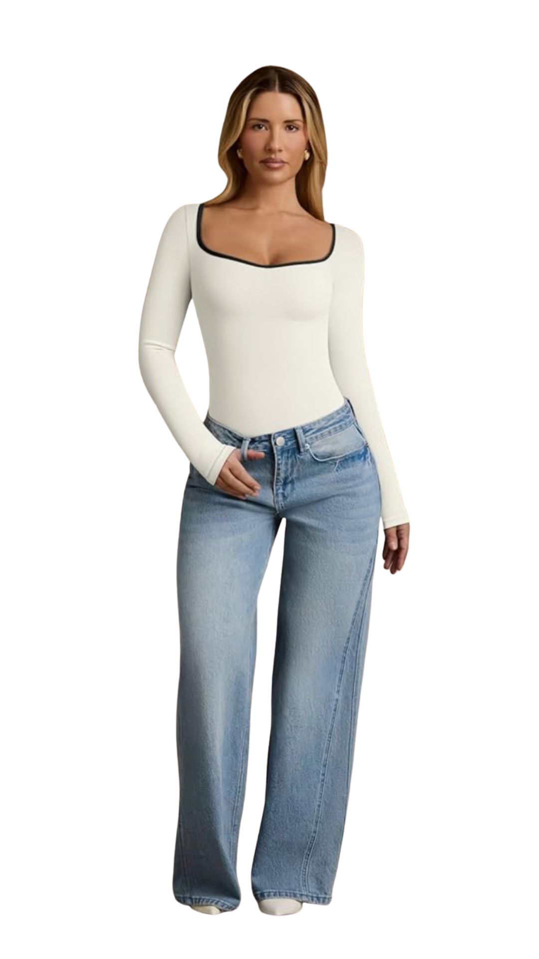  Long Sleeve Stretch Bodysuit Tops