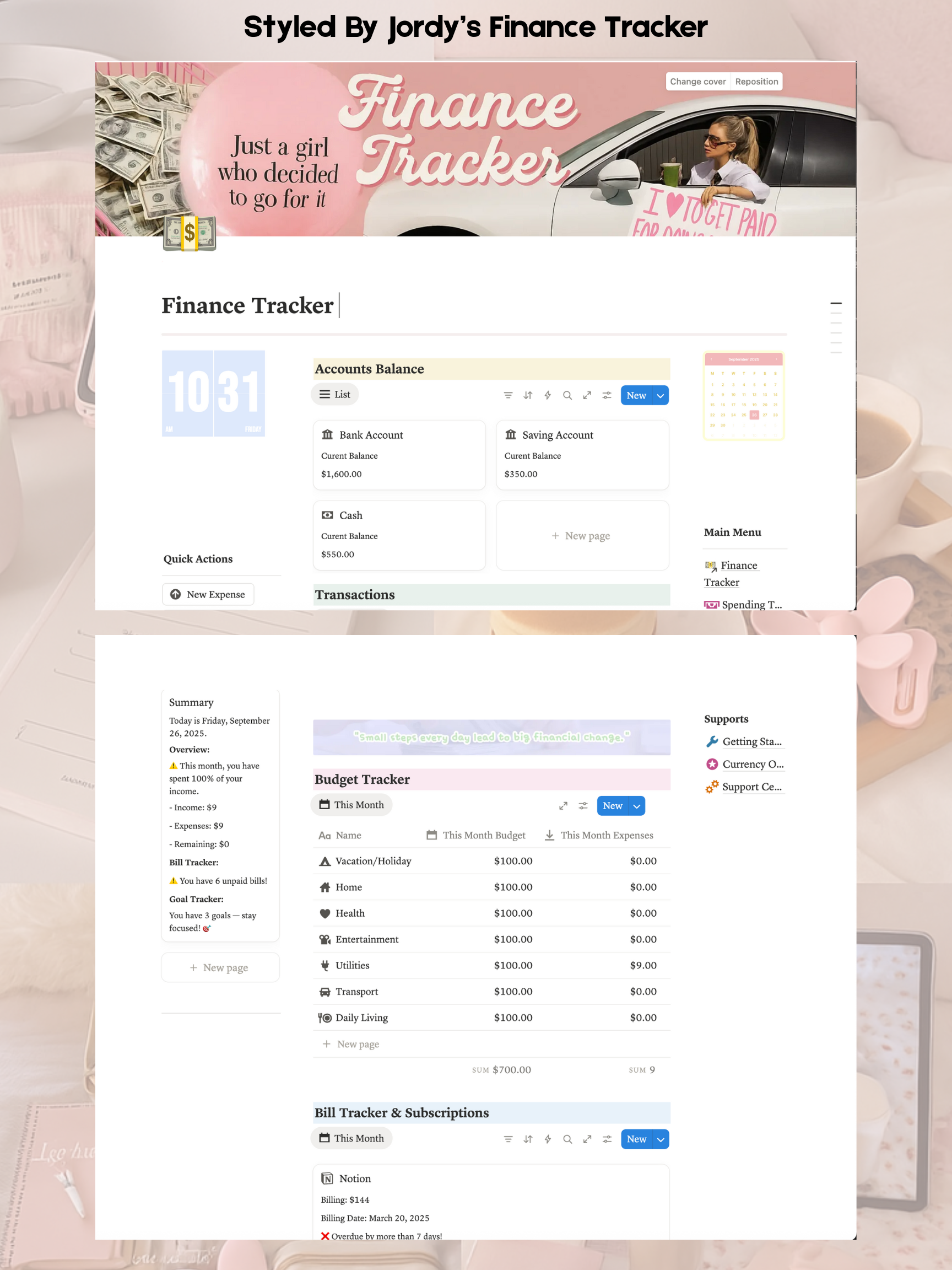 Styled By Jordy's Finance Tracker (Notion)