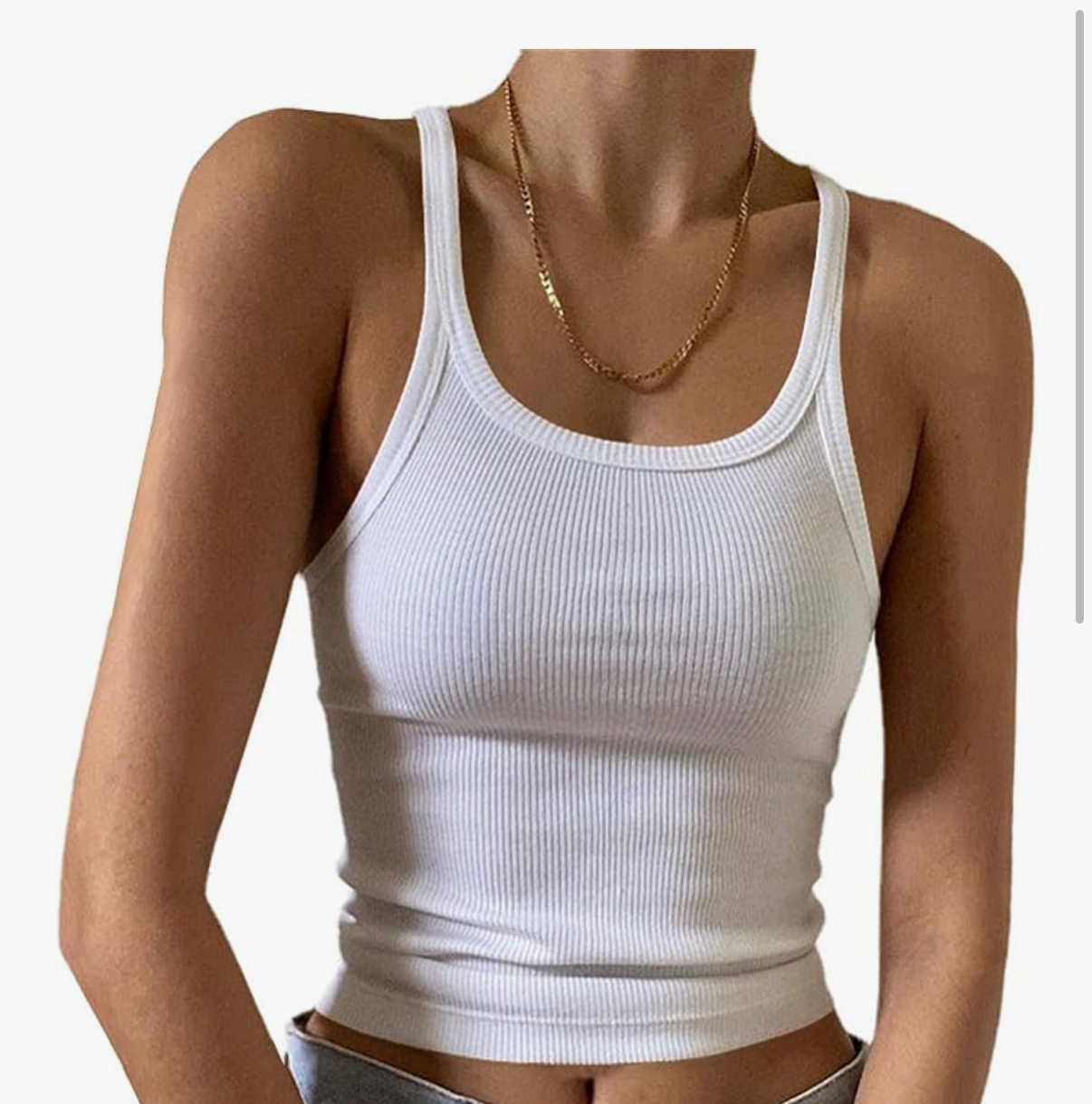 Tank Top Form Fitting Scoop Neck Ribbed Knit Basic Cami Shirts