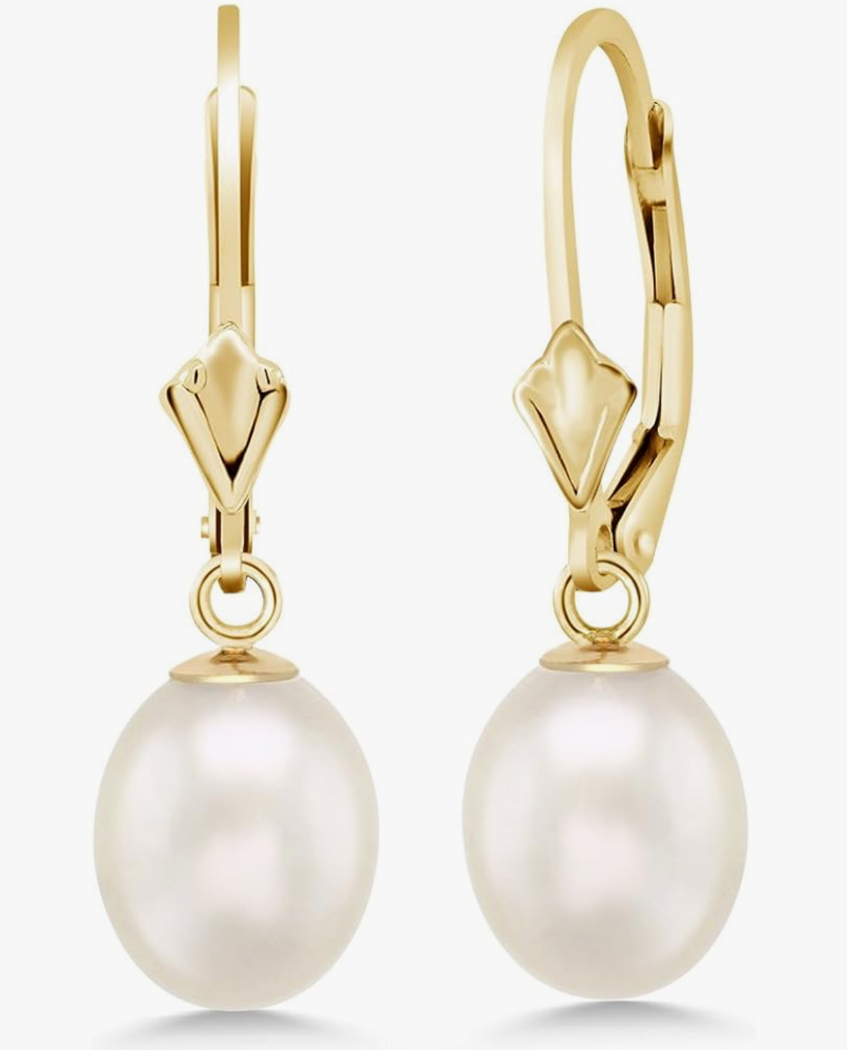 14K Yellow Gold 9MM Cultured Freshwater Pearl Dangle Earrings