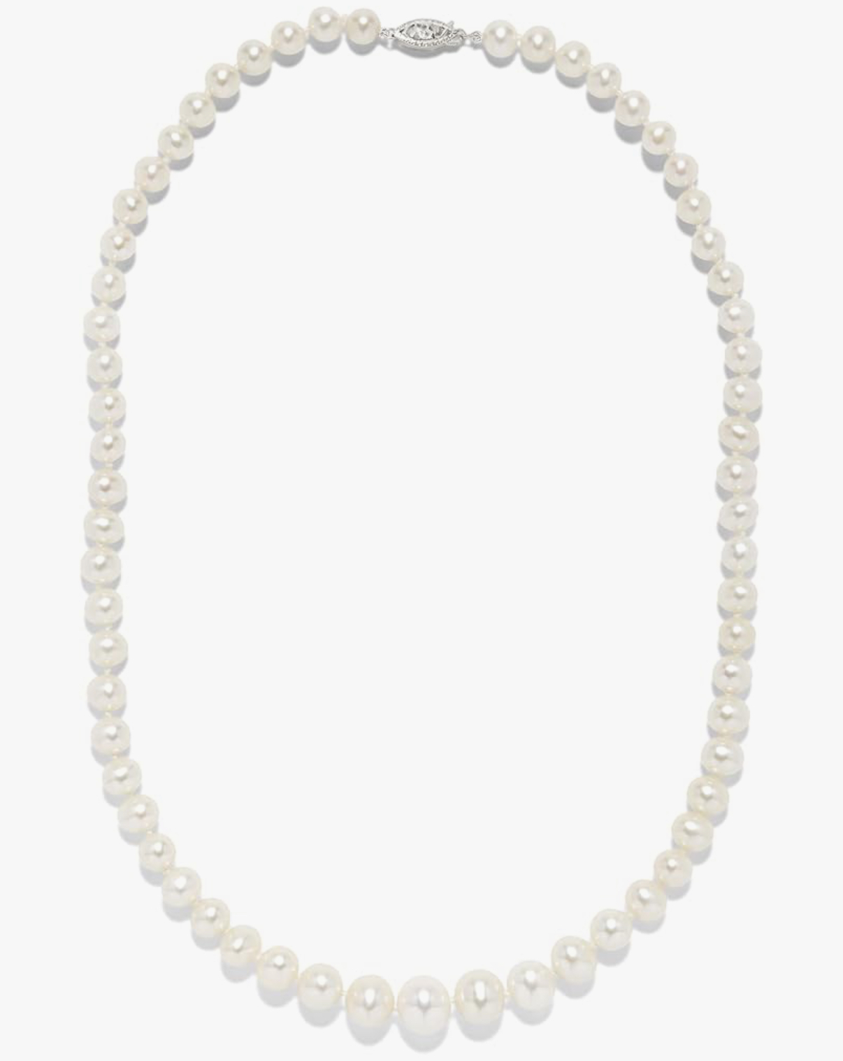 White Gold & 6-10mm Graduated White Freshwater Cultured Pearl 18"