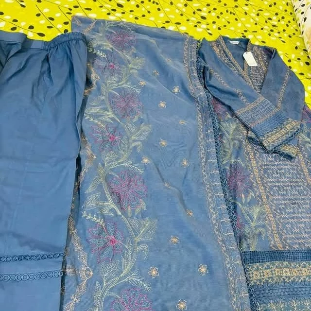 Blue embroidered shalwar kameez