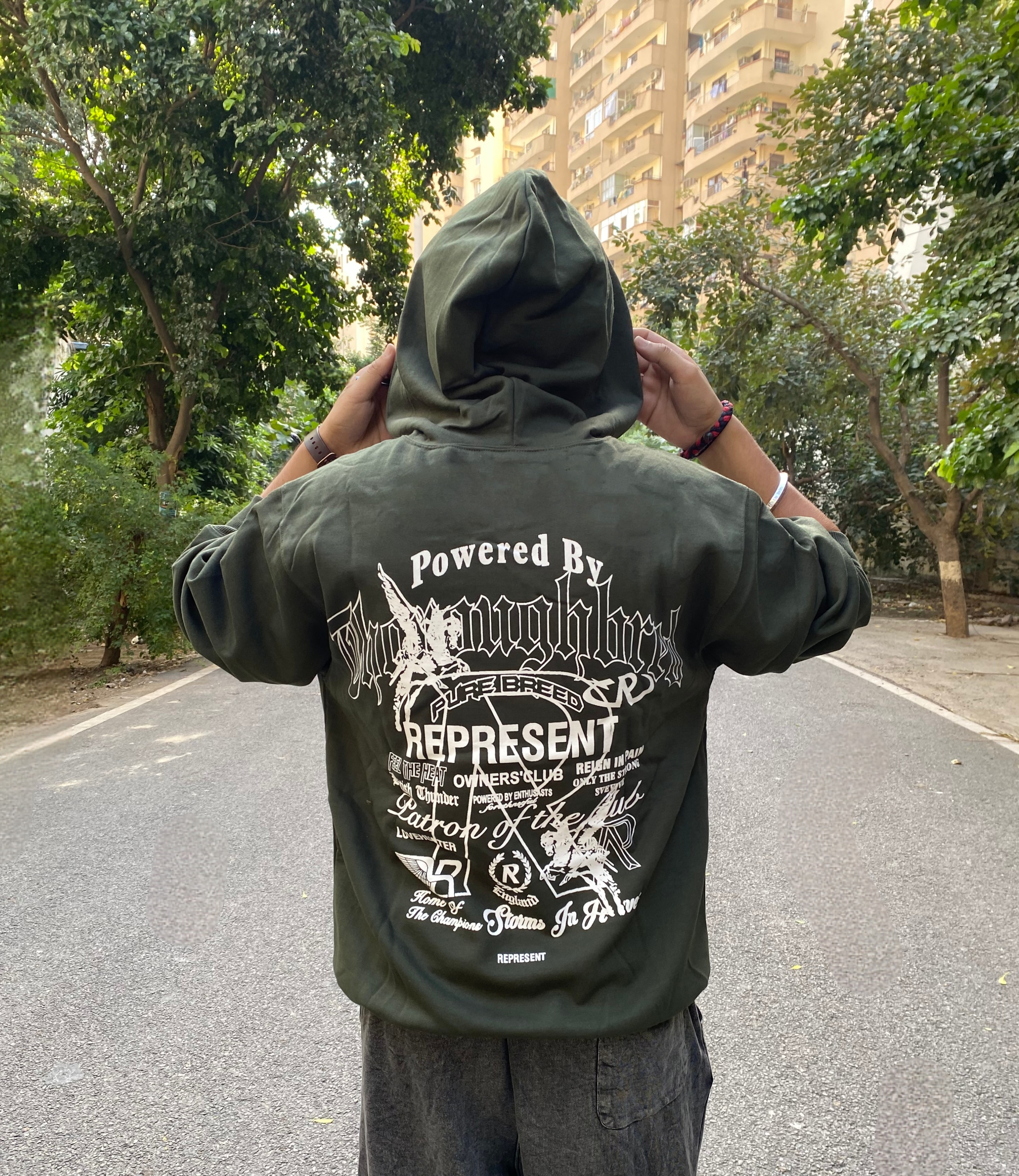  Olive Printed Hoodies