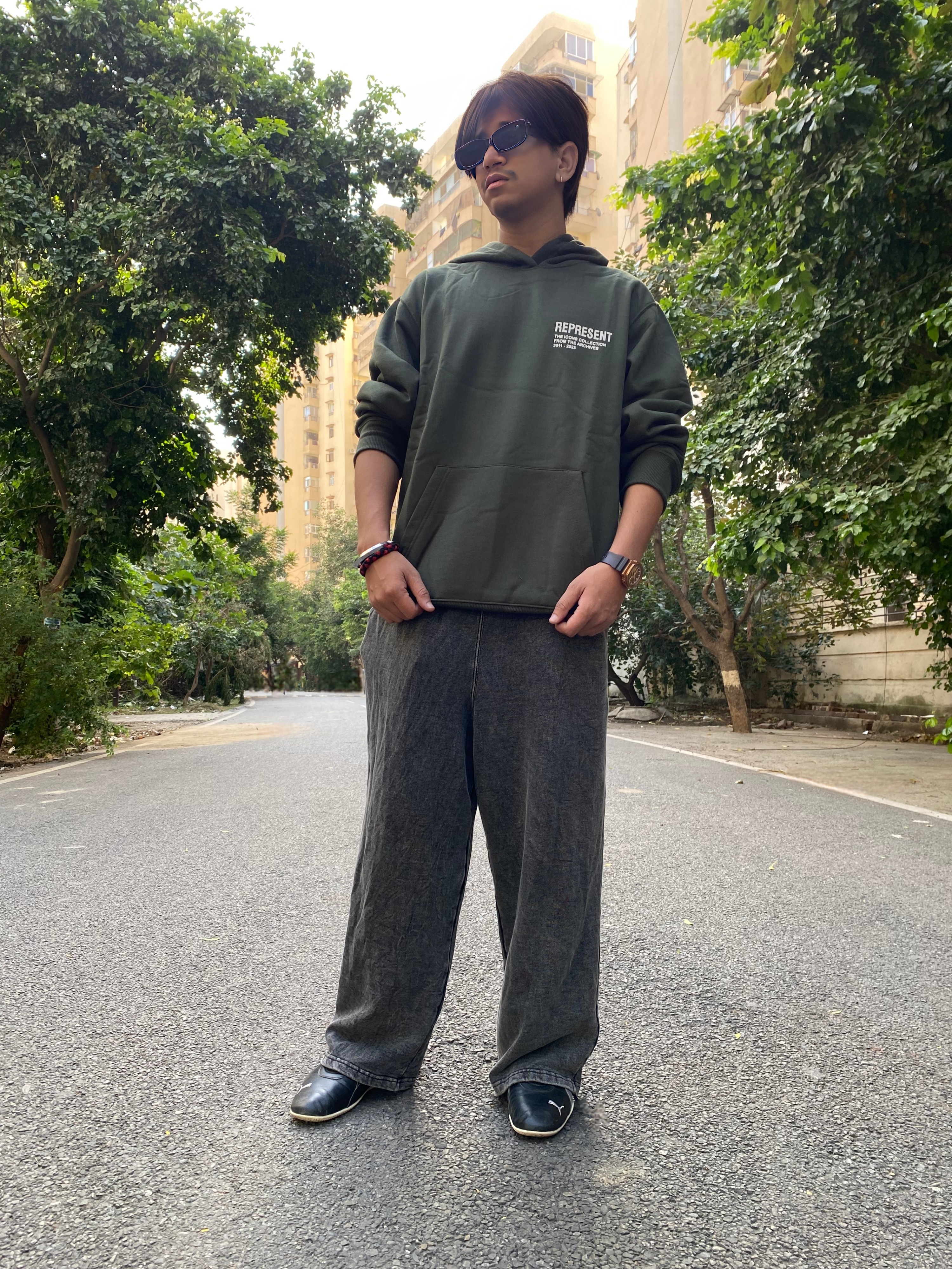  Olive Printed Hoodies