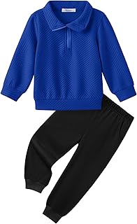 Kids' Blue Sweatshirt and Black Jogger Pants Set