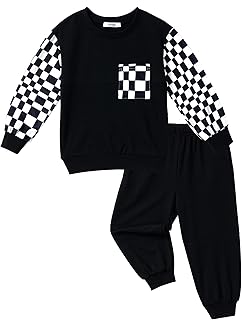 Children's Checkered Sweatshirt and Pants Set