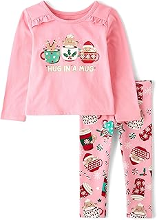 Pink Holiday Mug Print Pajama Set