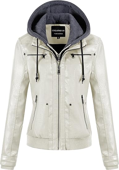 Men's Faux Leather Hooded Jacket