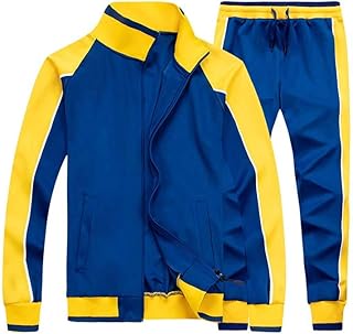 Men's Blue and Yellow Tracksuit