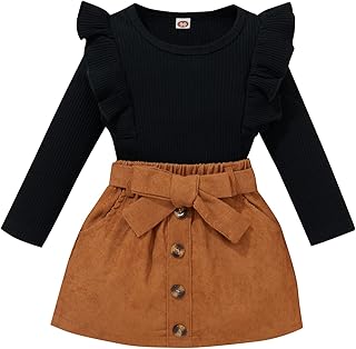 Girls' Ruffle Sleeve Dress With Bow Skirt
